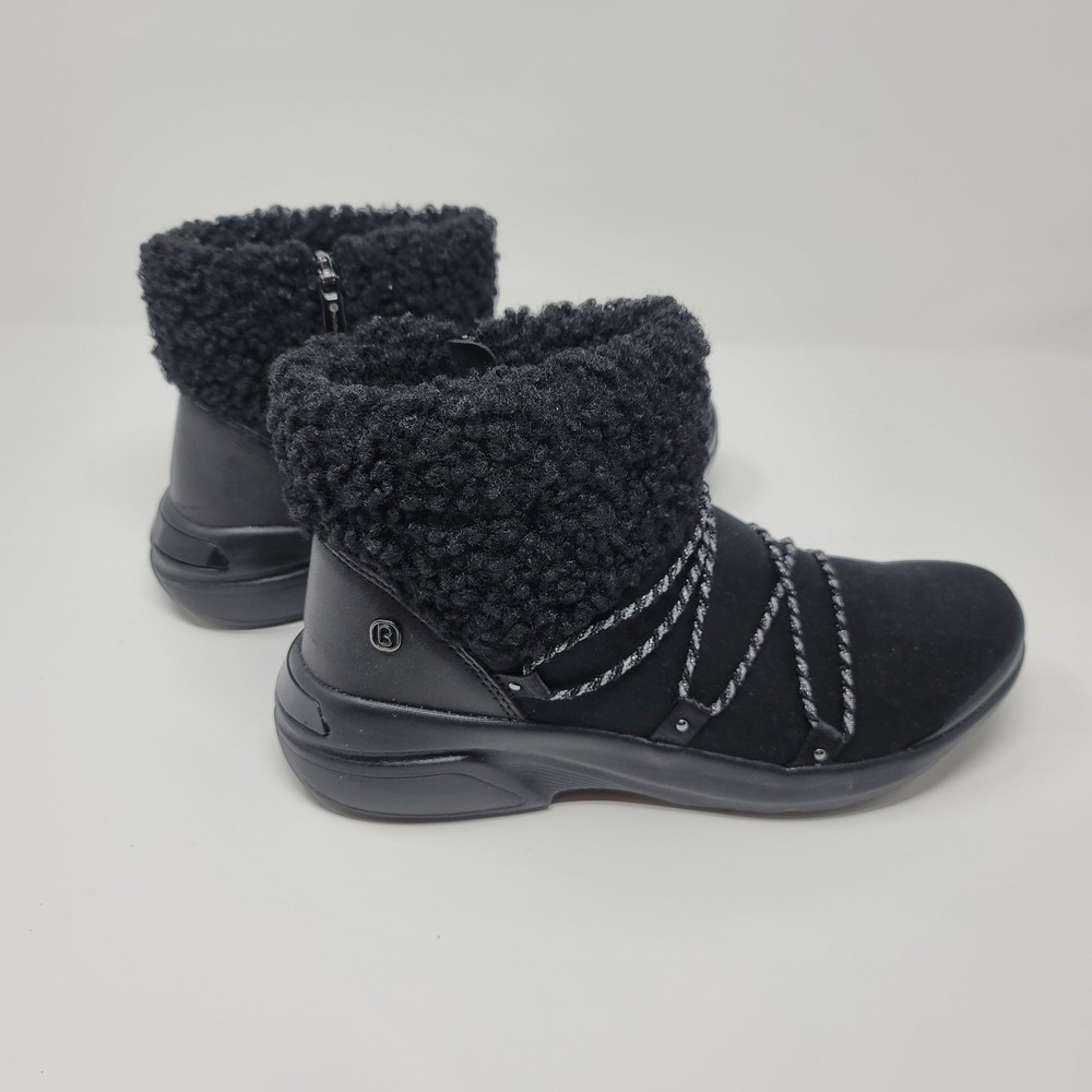 Bzees Ovation Black Sherpa Side Zip Ankle Boot Bootie Sz 8W Machine Washable - Picture 5 of 13
